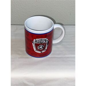 VTG, 60s 70s Ford Motor Company Coffee Mug Lightning Bolt Crest Red
